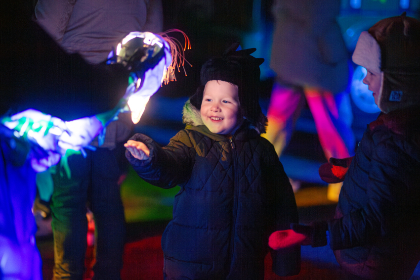 Boy with Peacock Puppet at Chester Zoo