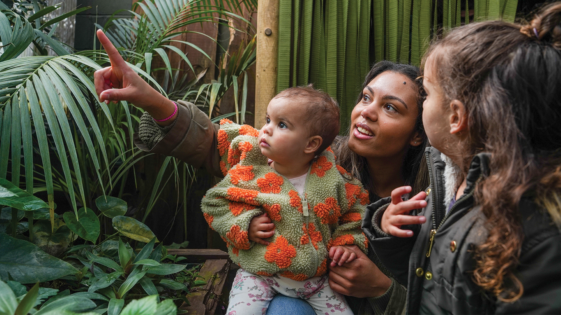 Family Pointing Into Habitat